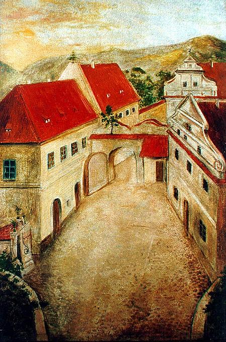 Budova divadla, obraz z 18. století, Městské divadlo Český Krumlov
